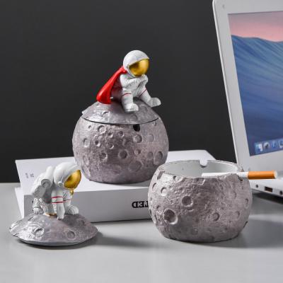 China Used For Cigar Factory Astronaut Resin Cigar Windproof Resin Cigar Cool Standing Ash Tray Faux Stone Smoking Car Cigar Ashtray for sale