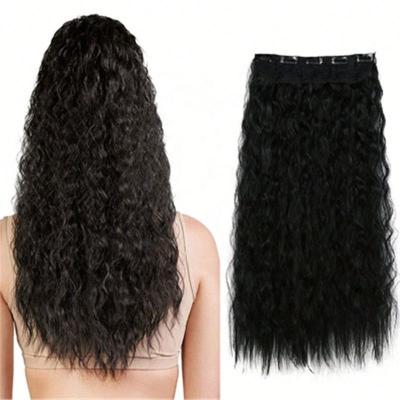 China Long Comfortable Curly Wavy Synthetic Hair Extensions 1 Piece 5 Clips In Hair Extensions for sale