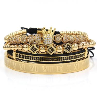 China Crown Diamond Ball Copper Inlaid Zirconium Bracelet Hot Selling Punk Style Unisex Bangle Bracelet for sale