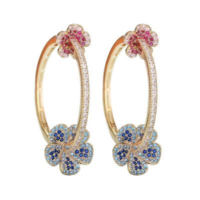 China New CLASSIC micro Zircon inlaid earrings flower circle fashion earrings personality creative women's earrings for sale