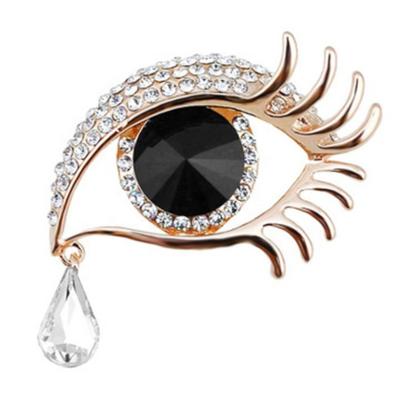 China Trendy Diamond Eye Brooch Hollow Eyelashes Tears Brooch for sale