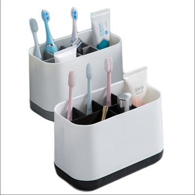 China Bathroom Toothpaste Holder Clean Plastic Holder with Toothbrush Dispenser with Multifunctional 5 Slots for Toothbrush Holder Organize for sale