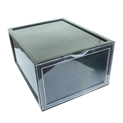 China Large Shoe Container DY237 Drop Storage Box Plastic Standable Clear Stackable Transparent Shoe Glass Box Display for sale