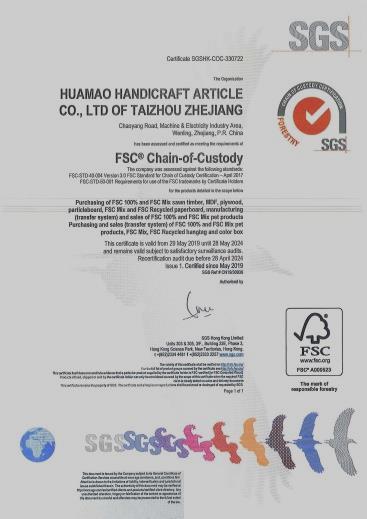 FSC - Huamao Handicraft Article Co., Ltd. Of Taizhou Zhejiang