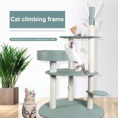 China Sustainable Multilevel Multilevel Cat Tree Housing Pet Cat Tree House Cat Scratching Tree Activity Tower for sale