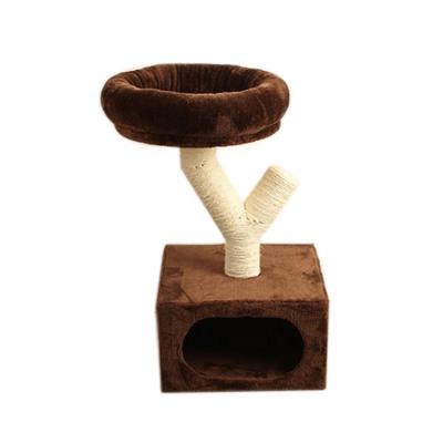 China New Shape Sustainable Pet Sisal Scratcher Wooden Climbing Towers Cat Tree For Cats for sale