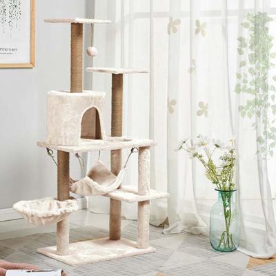 China Cat Scratching Post Big Large Viable Cat Scratcher Tree Tower Luxury Wooden Cat Tree House for sale