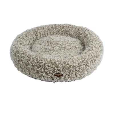 China Luxury Best Donut Cotton Plush PP Fur PV Dog Bed Sustainable Custom Large Round Fluffy Pet Bed for sale