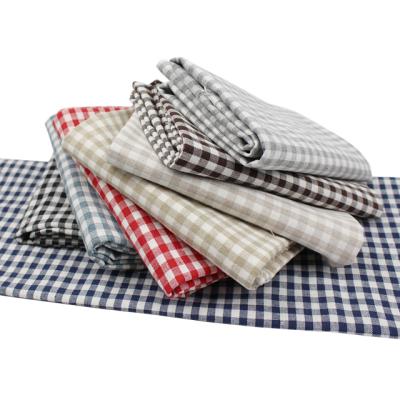 China Cotton 45% Polyester 35% 20% Plaid Home Textile Breathable LINEN Fabric For Shirt Pillow for sale