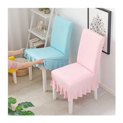 China Simple one-piece package half dining chair cover cushion banquet thickened elastic pleated simple skirt chair cover free from dirt for sale