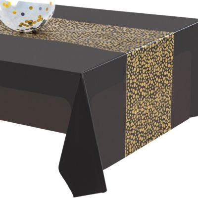 China Black Waterproof Gold Dot Amazone Tablecloth Waterproof And Oil Proof PEVA Party Tablecloth Wash Free Party Decorative Tablecloth for sale