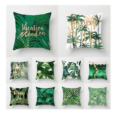 China Anti-bacteria Nordic tropical plant printed pillow cover, fabric home sofa, car cushion pillow customization peach skin wholesale velvet for sale