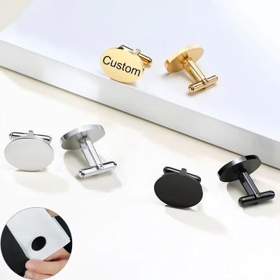 China Custom Sublimation Stainless Steel Cufflinks Fancy Blank Fashion Cheap Shirt Cufflinks Decoration Cuff Links Male Smart Mens Cufflinks Prom for sale