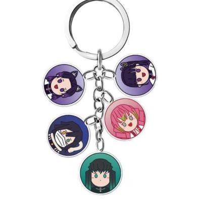 China Free Postage Cute Cute 5 in 1 Demon Slayer Kimetsu No Yaiba Anime Rengoku Kyoujurou Tomioka Giyuu Acrylic Key Chain Trinket for sale