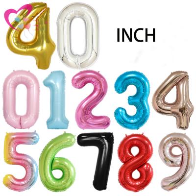 China Fashion Fashion Colorful 40 Inch Number Foil Balloons Digital Globos Birthday Party Decorations Baby Shower Supplies for sale