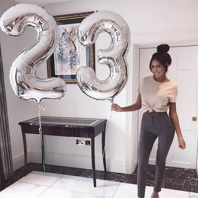 China Free Shipping 40 Inch Fashion Silver Foil Number Balloons Digital Globos Home Party Decorations for sale