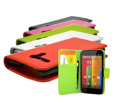 China Durable Synthetic Premium PU Leather Wallet Flip Moto G Cell Phone Case / Cover for sale