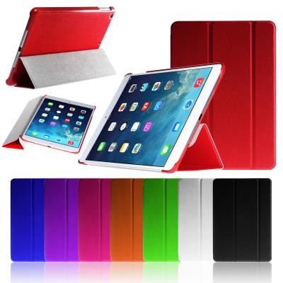 China Caso protetor de Ipad do couro Ultrathin dobrável em três partes esperto vermelho do plutônio com suporte para o ar de IPad à venda