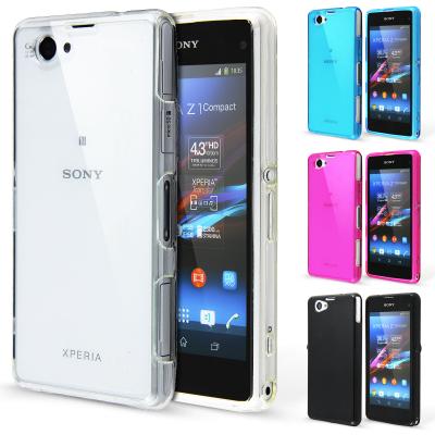 China Crystal Clear Silicone Case + Screen Protector for Sony Xperia Z1 Compact Cover for sale