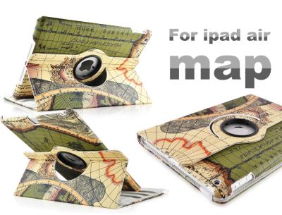 China Cool Retro Smart Map Book Stand Leather Ipad Protective Case For iPad Air for sale