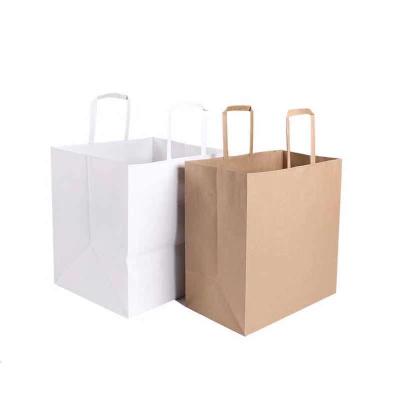 China Customized Recyclable Take Away Food Bag Fashion Shopping Bag Brown Kraft Paper Bags for sale