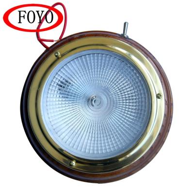 China Yacht boat boat parts Foyo brass marine lights with teak base cabin light dome interior boat lights foryacht and boat on sale for sale