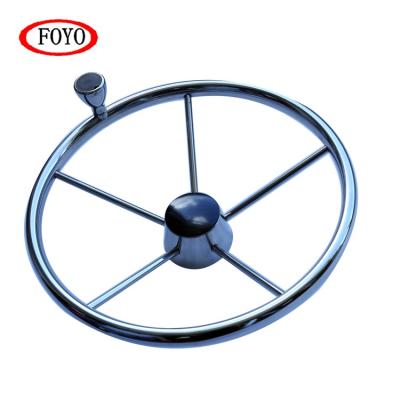 China Cheap Custom Hardware Fittings Marine Yacht Boat Destroyer Steering Wheels With Ctrol Handle Knob for sale