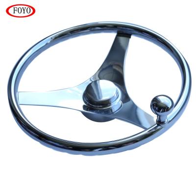 China Wholesale 15.5 Inch Stainless Steel Speed ​​Boat Steering Wheel Boat With Handle Knob for sale