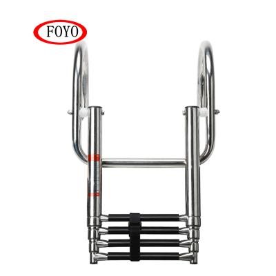 China Boat Yacht Ladder FOYO Marine Foldable Telescoping Stainless Steel Marine Ladder with Railing for Yacht for sale