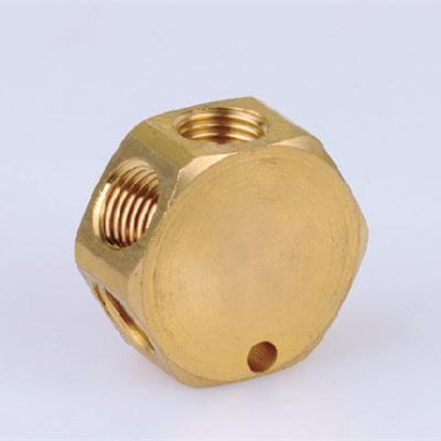 China Pneumatic Part Hexagon Four Way Miscellaneous Brass Connector for sale