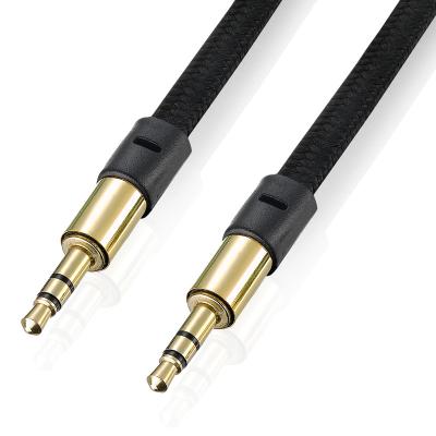 China HDTV Bochara Flat Noodle Cloth Braided 3.5mm Audio Cable Male To Auxiliary AUX. male for speakers headset PC 1m 3m for sale