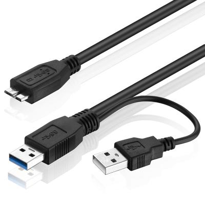 China COMPUTER Bochara Micro USB 3.0 With USB Power Supply Data Cable Male To Male Super Speed ​​Y Splitter 2 in1 Data Cable For HDD 60cm 100cm for sale