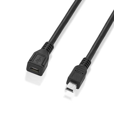 China MP3/MP4 Player Bochara 30cm USB 2.0 Mini 5 Pin Male To Micro USB 2.0 Female Converter Cable M/F Foil+Shielded OFC 4+1 Hollow for sale