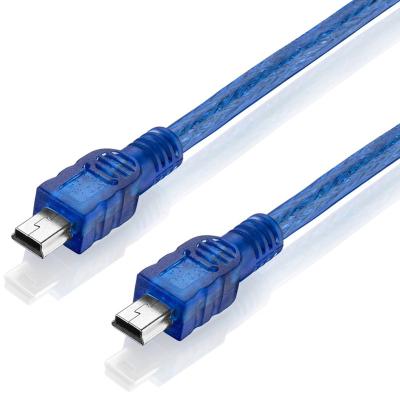 China Bochara Video Game Player Mini 5 Pin Male to Mini 5 Pin Male M/M Data Cable Dual Shielding (Foil+Braided) for Car GPS AUXINE Transparent Blue for sale