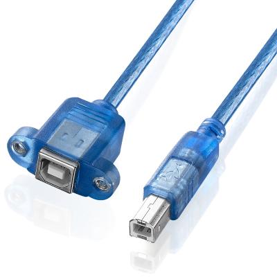 China Bochara Type B Printer USB 2.0 Male To Type B Printer Extension Cable With Panel Mount Screw Hole 30cm 50cm 100cm Female Blue for sale