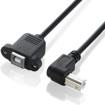 China Bochara 90degree Male Type B Printer USB 2.0 To Type B Printer Extension Cable With Panel Mount Screw Female Hole 30cm 50cm 100cm for sale