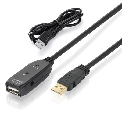 China Active COMPUTER Bochara Repeater USB 2.0 Extension Cable Male To Female Embedded Foil+Braided IC Chipset Shielded With DC 5V Ports for sale