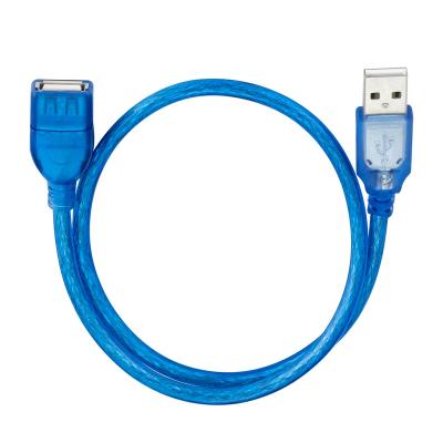 China COMPUTER Bochara USB 2.0 Extension Cable Male to Female M/F Dual (Foil+Braided) Armoring High Speed ​​Transparent Blue 30cm 50cm 100cm for sale