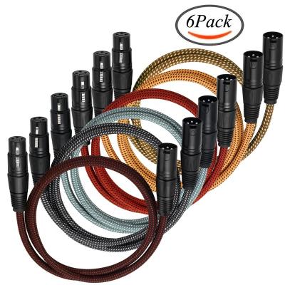 China Multimedia Bochara Flower XLR Braided Cable Male To Female 3 Pin Jack OFC Foil+Braided Shielded Copper For Amplifier Mic Mixer 6Pack for sale