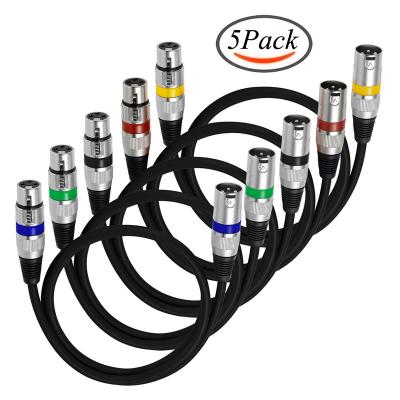 China Microphone Bochara 3Pin XLR Cable Male To Female M/F Jack OFC Audio Cable For Microphone Foil+Braided Mixer Shielded 5Pack for sale