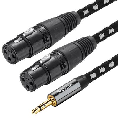 China COMPUTER Bochara braided 3.5mm Stereo Male Jack to dual aux audio cable. Foil+Braided XLR OFC Female Shielded For Amp Mixer Speakers for sale