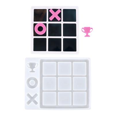 China Viable Tic Tac Toe Silicone Mold,XO Board Game Resin Mold Family Game Silicone Epoxy Mold for sale