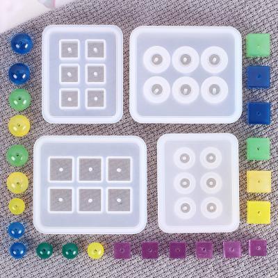 China 4pcs/set Viable Bead Resin Silicone Molds, For Round Square Shape Jewelry Casting for sale