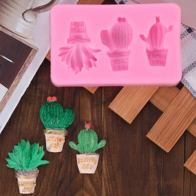 China Viable Mini Potted Plants Mold, Small Cactus Epoxy Molding Mold for DIY Plant Earring Head Chain Pendant Necklace, Candy, Cake for sale