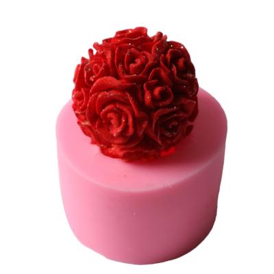 China Viable Rose Flower Ball Lace Silicone Fondant Soap Molds 3D Cake Mold Cupcake Jelly Candy Chocolate Decoration Baking Tool for sale