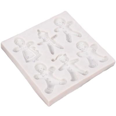 China Christmas Snowman Silicone Gingerbread Man Viable Mold 6 Different Shape Chocolate Decorating Tools Cookie Mold for sale