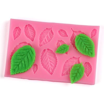 China Newest Viable 3D DIY Tree Satin Press Aluminum Mold Silicone Mold Cake Decor Fondant Cake Leaves Silicone Mold for sale