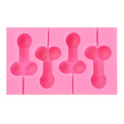 China Viable Penis Lollipop Shaped Silicone Mold Cake Decoration Tools Fondant 3D Cake Mold Food Grade for sale