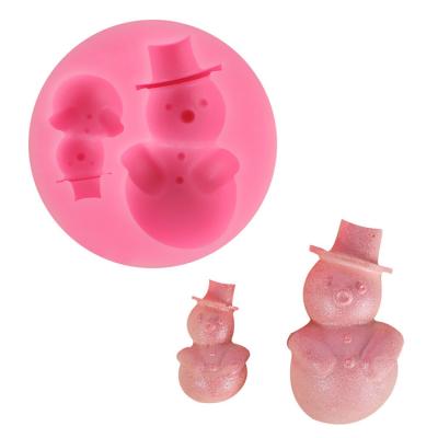 China Viable 3D Christmas Snowman Silicone Mold Fondant Molds for Confectionery Chocolate Fondant Cake Decorating Baking Tools for sale