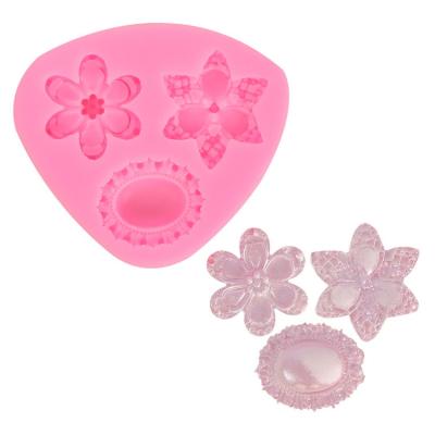 China Viable Gem Flowers Shape 3D Fondant Cake Silicone Mold Kitchen Chocolate Jello Pastry Candy Making Cupcake Decorating Tools for sale